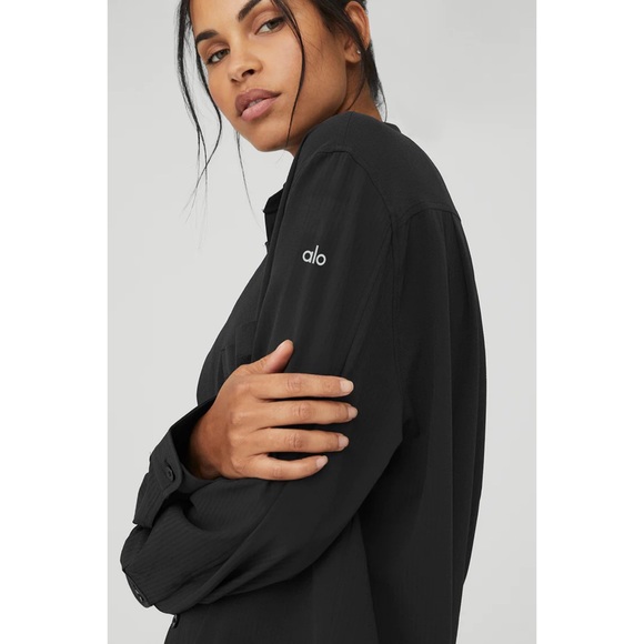 Alo Yoga Dreamscape Button Down Long Sleeve Black S - Picture 5 of 12